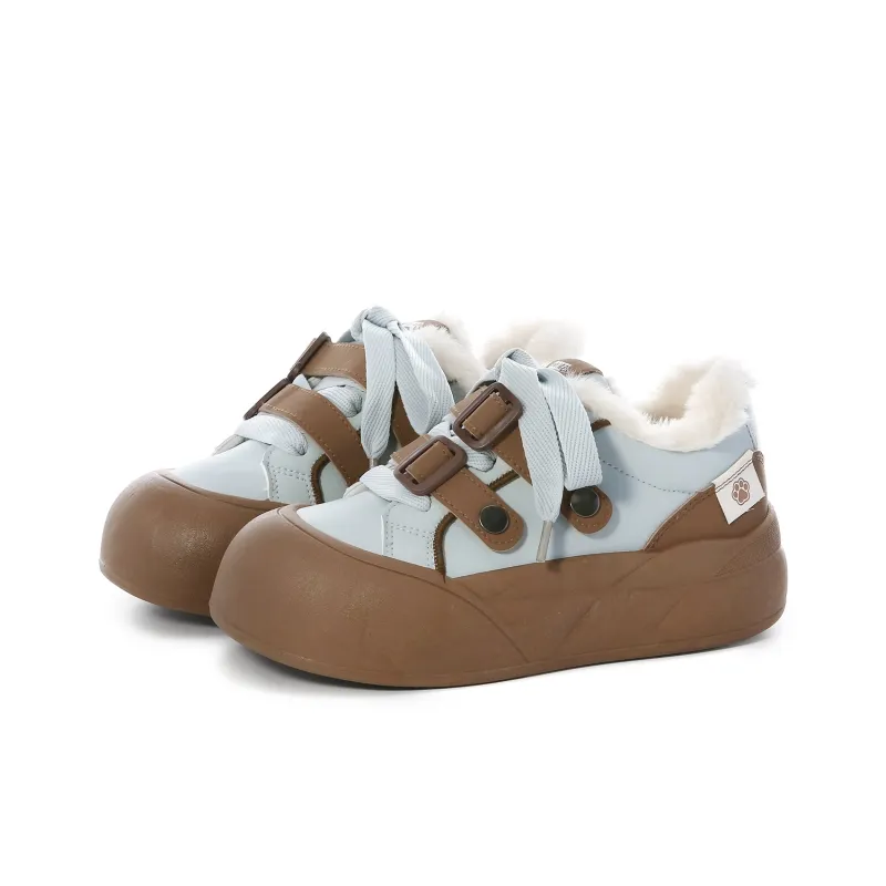 Lovely You Warm And Lightweight Low-Top Skateboard Shoes Women's Blue Coffee-1