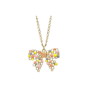 CHANEL 2003 Cc Bow Pendant Necklace