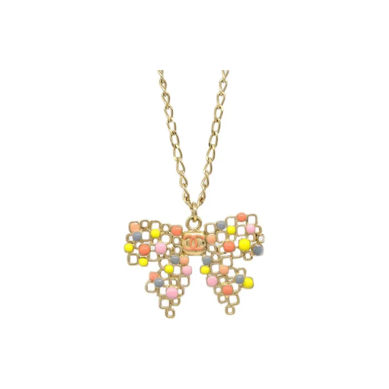 CHANEL 2003 Cc Bow Pendant Necklace-0
