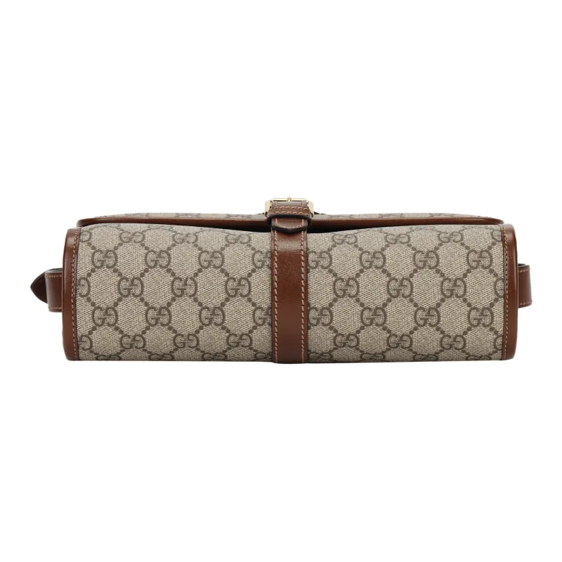 GUCCI Canvas With Leather Messenger Bag Shoulder Bag Crossbody Bag Regular Men's Brown-3
