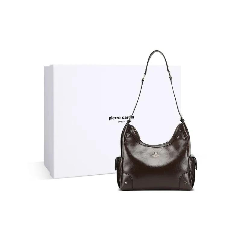 PIERRE CARDIN Synthetic Leather Shoulder Bag, Handbag Women's Black/Brown/Bitter Coffee-10