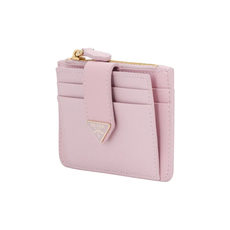 PRADA Saffiano Leather Card Holder Women's Pink-2