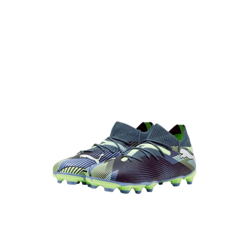PUMA FUTURE 7 MATCH Anti Slip Wear Resistant Kids' Soccer Shoes Gray Green Kids'-2