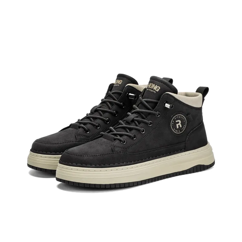 RED DRAGONFLY High Top Shoes Warm And Lightweight High Top Casual Shoes Men's Black/Khaki-2