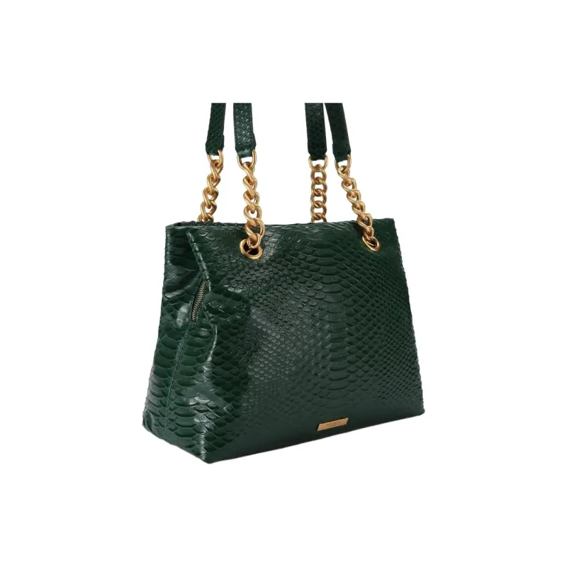 Kurt Geiger London Crocodile Embossed Leather Tote Bag Shopping Bag Handbag Shoulder Bag Women's Dark Green-2