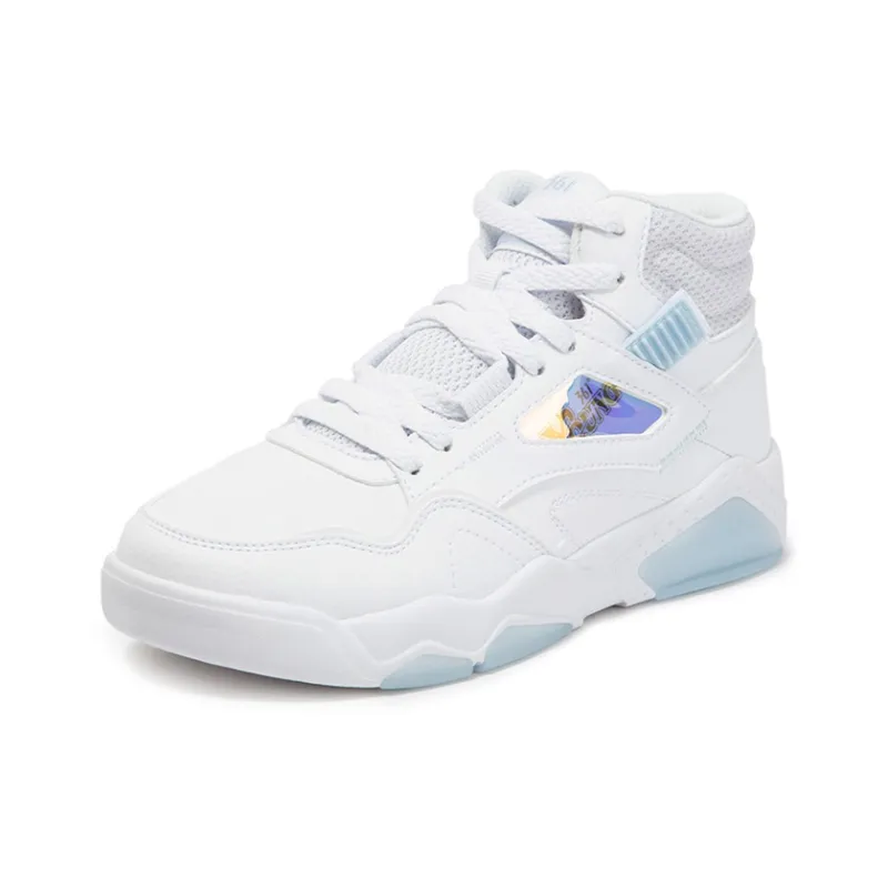 361° Xingran Coverage Slip Resistant High Top Skateboard Shoes Women's White-1