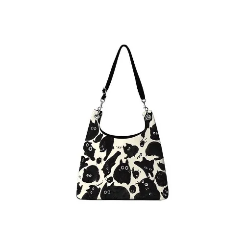 AOSONG Suede Tech Fabric Tote Bag Shopping Bag Crossbody Bag Shoulder Bag Regular Unisex Black Meow Group