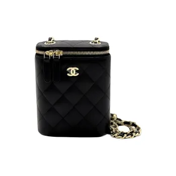 CHANEL Lambskin Camera Bag Cell Phone Pouch Shoulder Bag Crossbody Bag Women's Black