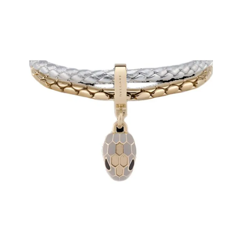 BVLGARI Metal Calf Leather Bangles Women's Silver-2