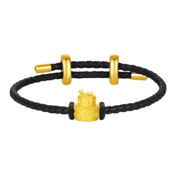 Princess Xuanjie Birthday Cake Fortune Bead Cord #Good Luck 999 Solid Gold Fixed Price Gold Bracelet Unisex