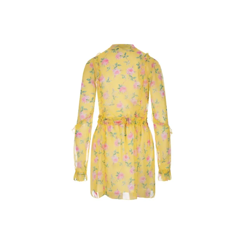 MSGM Poly Floral Printed Long-Sleeved Mini Dress-1