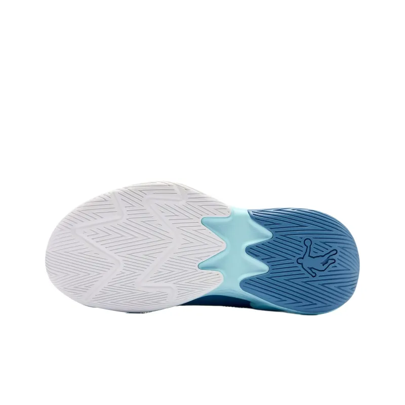 QIAODAN Slip Resistant Shock Absorbers Mid Top Children's Basketball Shoes Blue Teenagers-4