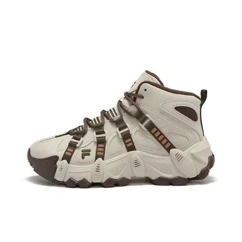 FILA FUSION EXOCET Wear Resistant Mid Top Casual Shoes Women's White Brown