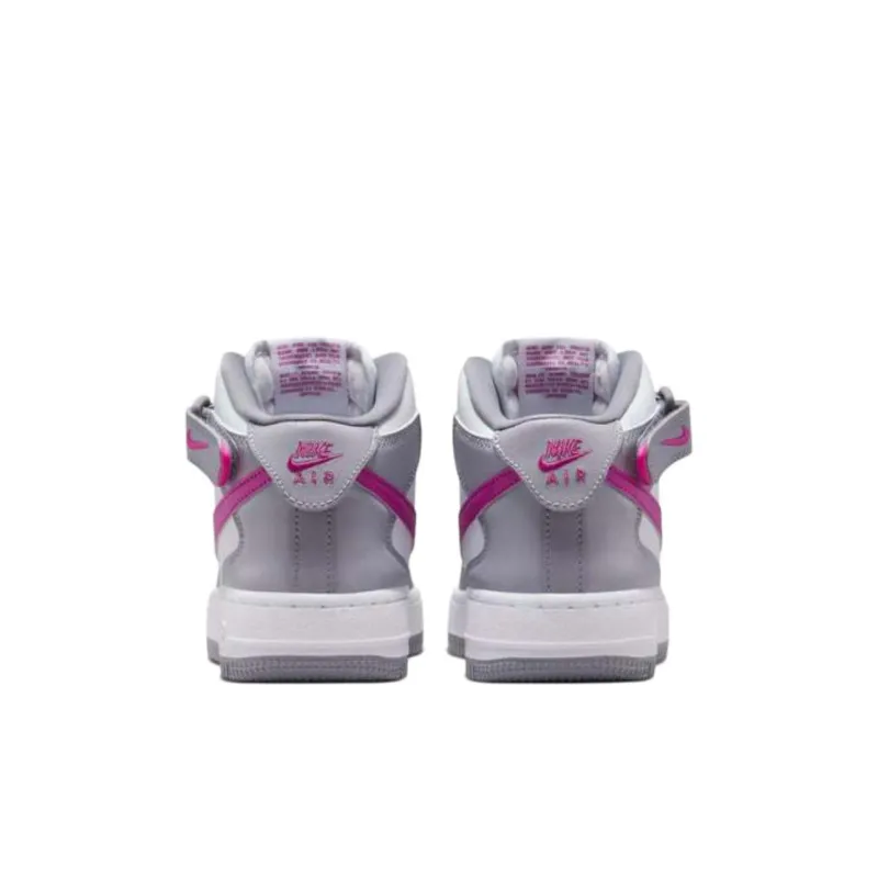 Nike Air Force 1 Anti-Slip Wear-Resistant High-Top Kids Lifestyle Shoes Concrete Gray White Hot Fuchsia Kids'-4