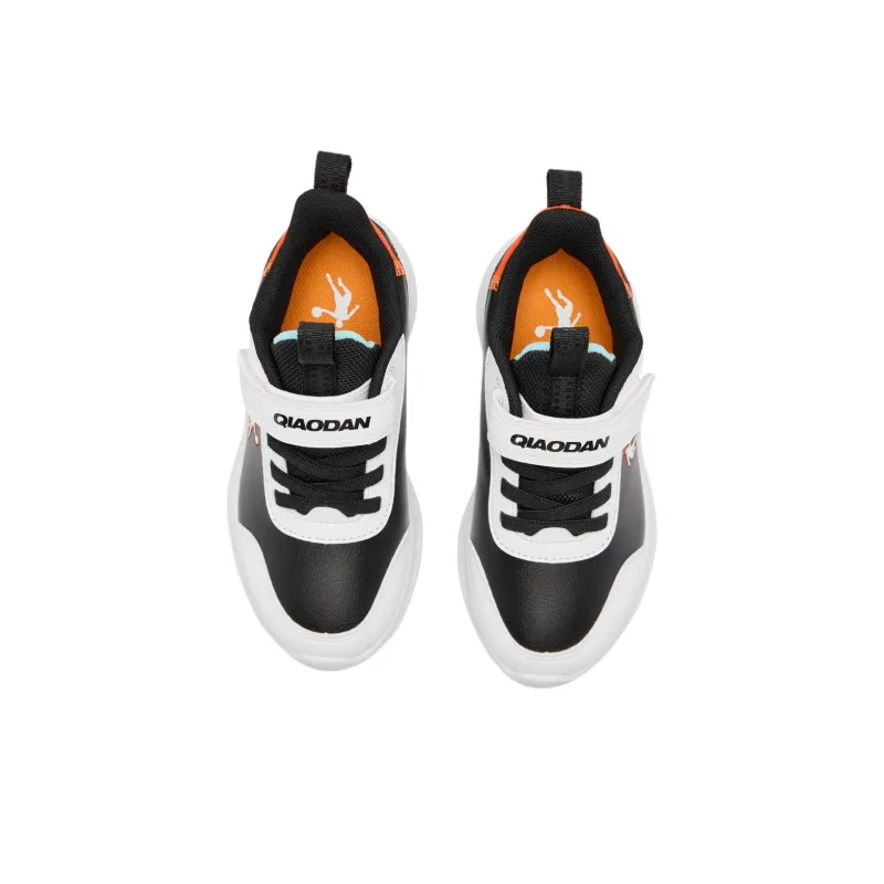 QIAODAN Slip Resistant Anti Kick Low Top Kids' Running Shoes Black Orange Children Aged 3 7 Years Old-3
