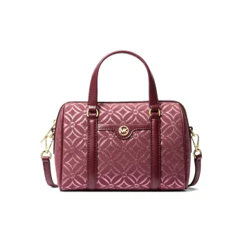 MICHAEL KORS Travel Fabric+Artificial Leather Boston Cylinder Bag, Crossbody Bag Trumpets Women's Blood Red