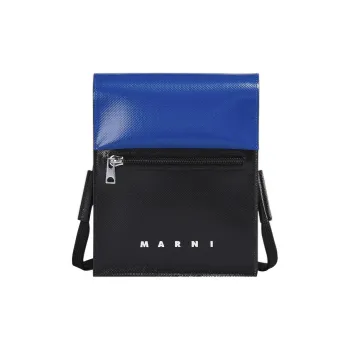MARNI Tribeca Polyester Messenger Bag Crossbody Bag Shoulder Bag Men's Black & Blue