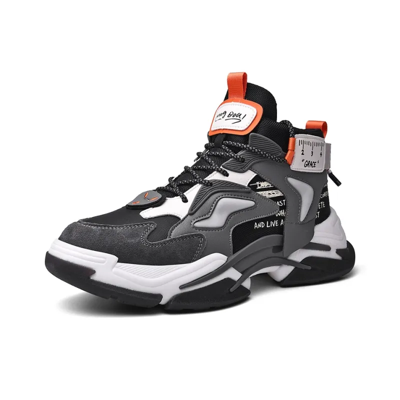 AMICNIEGD Height Increasing Slip Resistant High Top Chunky Sneakers Men's-1