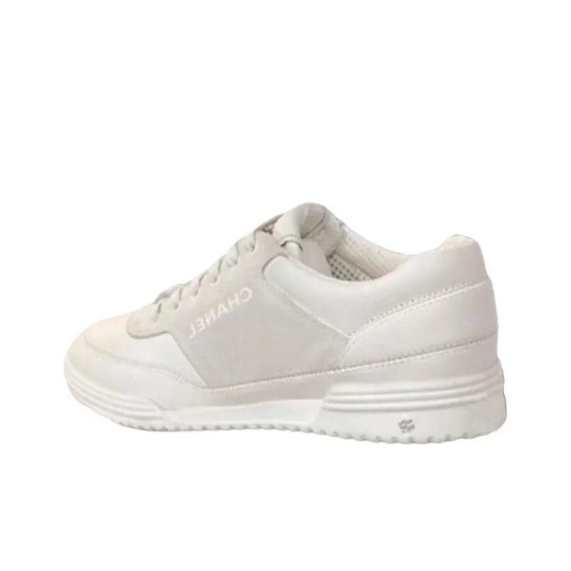 CHANEL Low Top Casual Shoes Women's White Gray-1