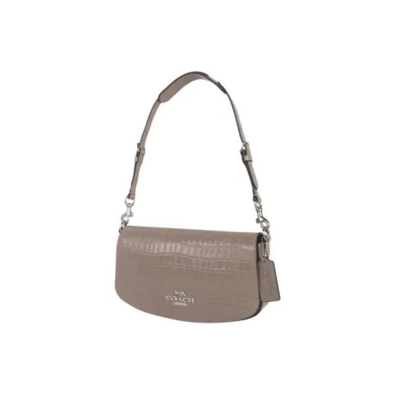 COACH Leather Handbag Shoulder Bag Medium Size Women's Gray-1