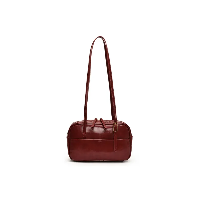 RKM PU Boston Bag Shoulder Bag Regular Women's Black/Coffee/Red/Brown-4