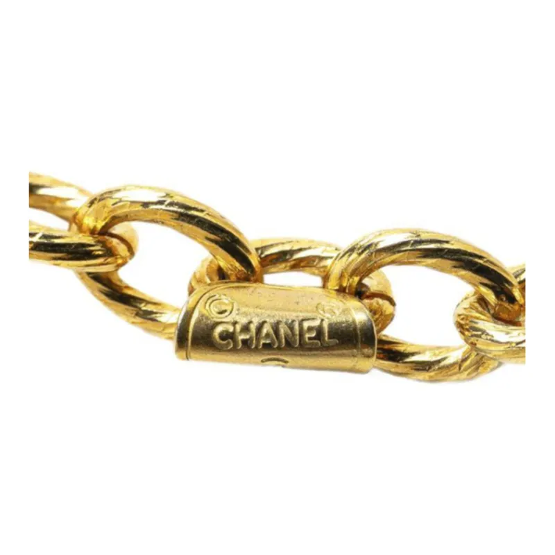 CHANEL 1970-1980 Plated Cc Tie Charm Costume Necklace-1