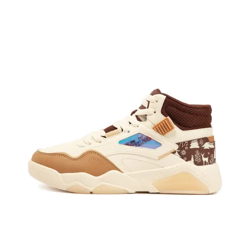 361° Xingran Coverage Slip-Resistant Water-Resistant High-Top Skateboard Shoes Women's Beige Brown