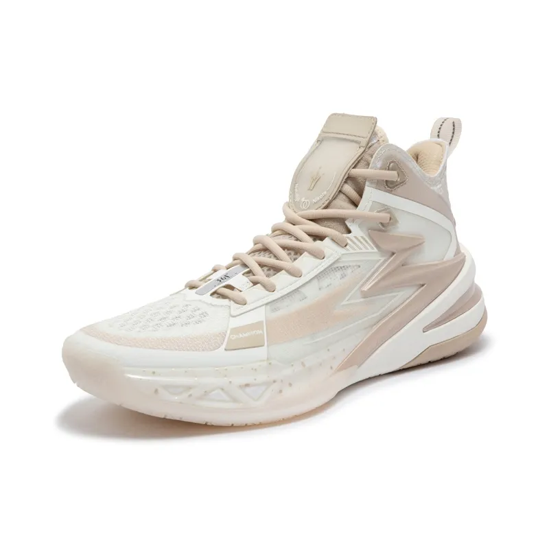 361° BIG3 5.0 Pro PE Cushioning Anti Slip And Wear Resistant Mid Top Carbon Plate Basketball Shoes Men's White Pink-1