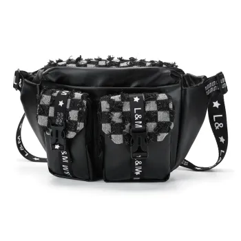 L&M Polyester Sling Bag Regular Unisex Black/Blue