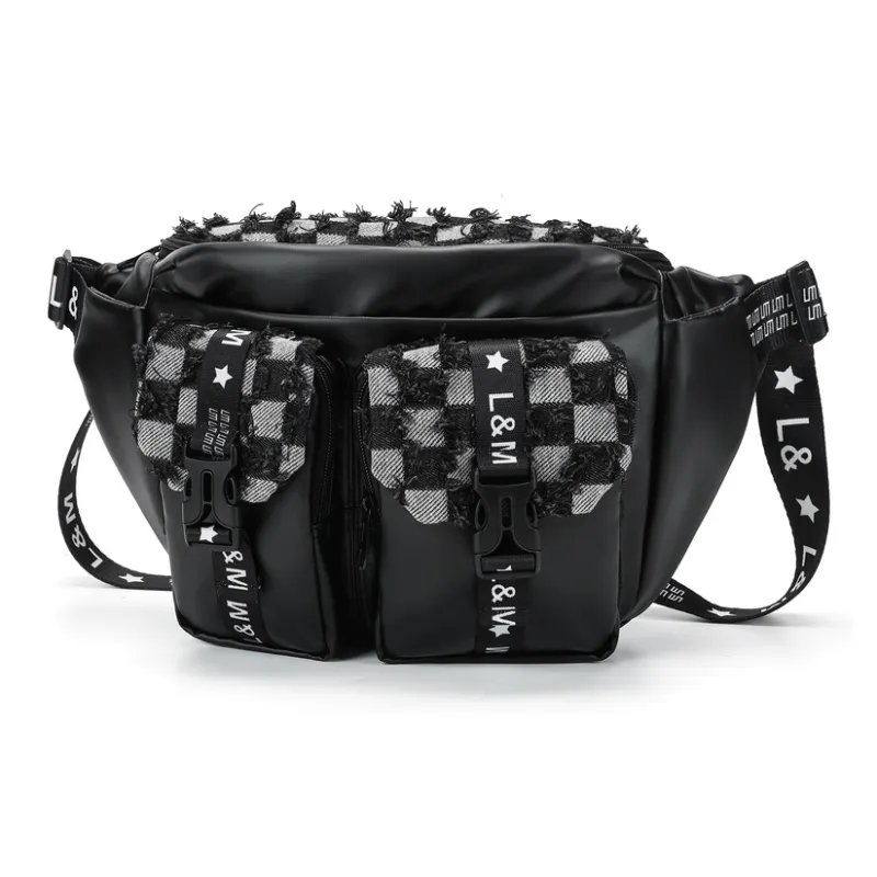 L&M Polyester Sling Bag Regular Unisex Black/Blue-0
