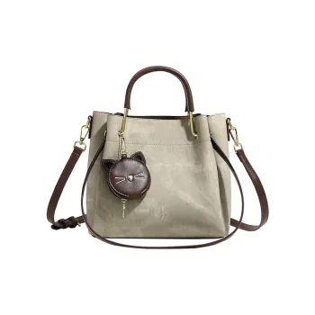 H YXIANG Microfiber Synthetic Leather Bucket Bags One Shoulder Handbags Regular Women's Ecru