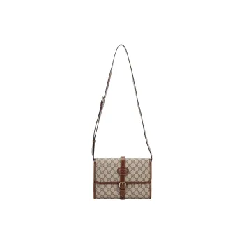 GUCCI Canvas With Leather Messenger Bag Shoulder Bag Crossbody Bag Regular Men's Brown