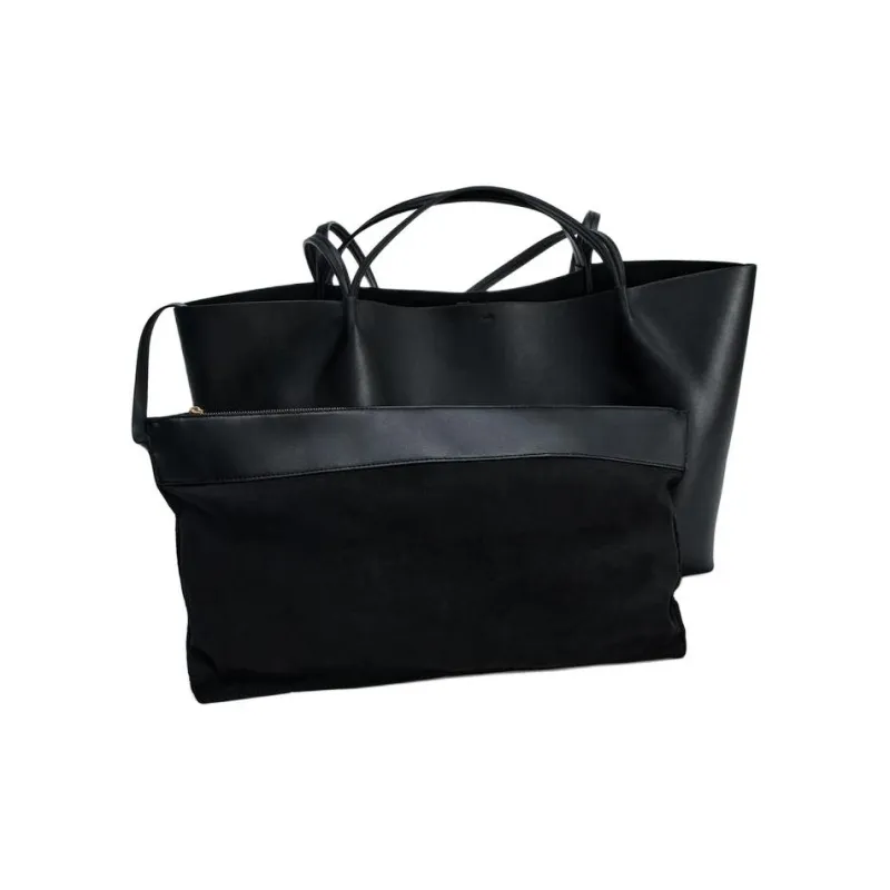 ZARA Polyurethane Tote Bag Shopping Bag Shoulder Bag Handbag Regular Women's Black-4