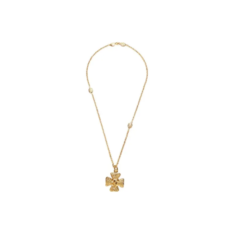 CHANEL 1990 Cc Clover Pendant Necklace-1