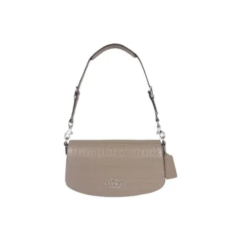 COACH Leather Handbag Shoulder Bag Medium Size Women's Gray