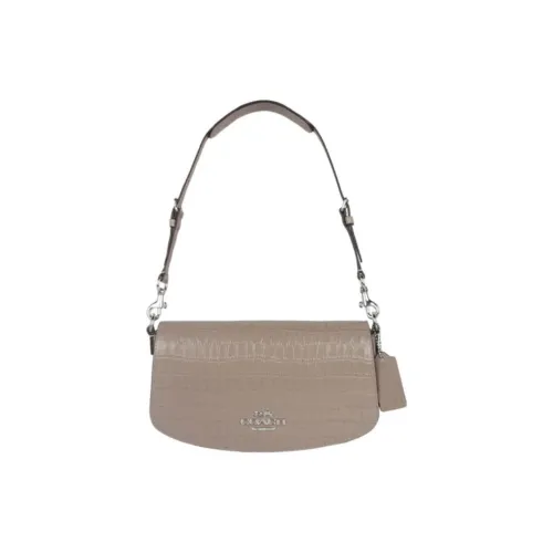 COACH Leather Handbag Shoulder Bag Medium Size Women's Gray