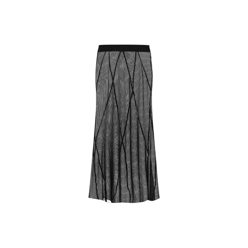 WITH JEAN FW24 Lorenzo Midi Skirt Casual Long Skirts Women's BLACK/Black-1