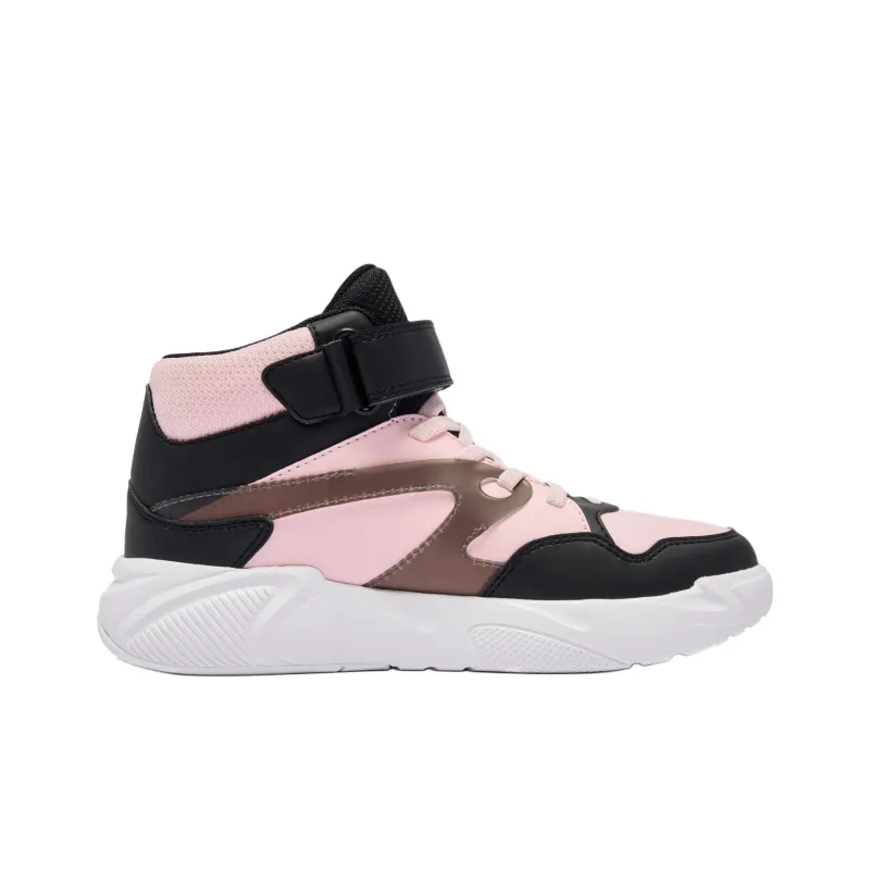 QIAODAN Anti Slip Wear Resistant High Top Kids' Skateboarding Shoes Black Pink Teenagers-1