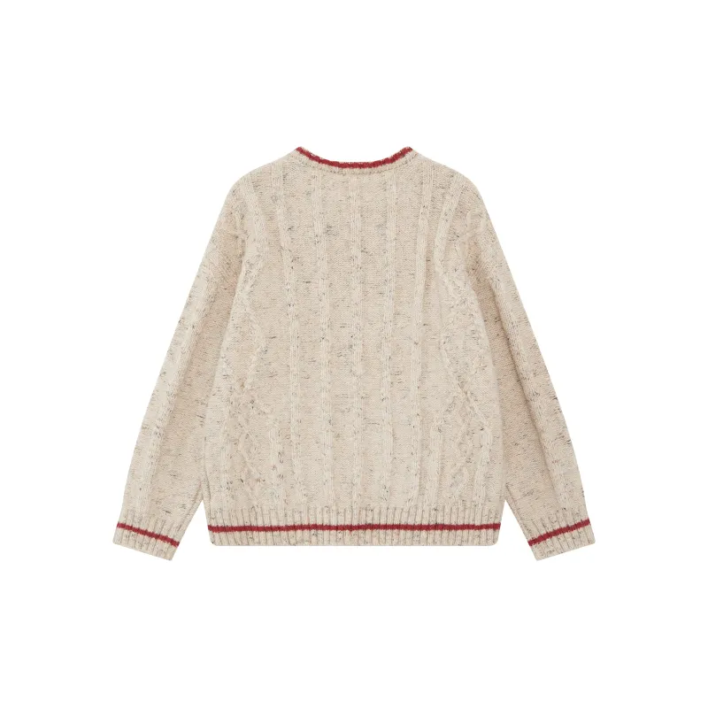 WULISHAONIAN Sweater Unisex Beige Red Floral-1