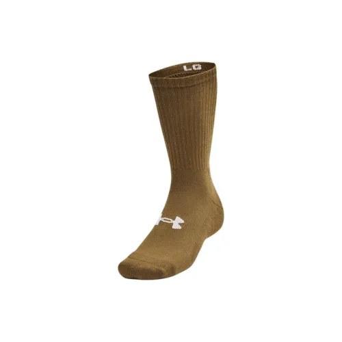 Under Armour Tactical Mid-Calf Socks Unisex 1 Pack Earth Wolf Color/White
