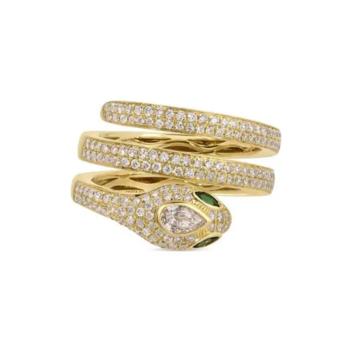 Anita Ko 18kt Yellow Gold Snake Coil Diamond And Tsavorite Ring