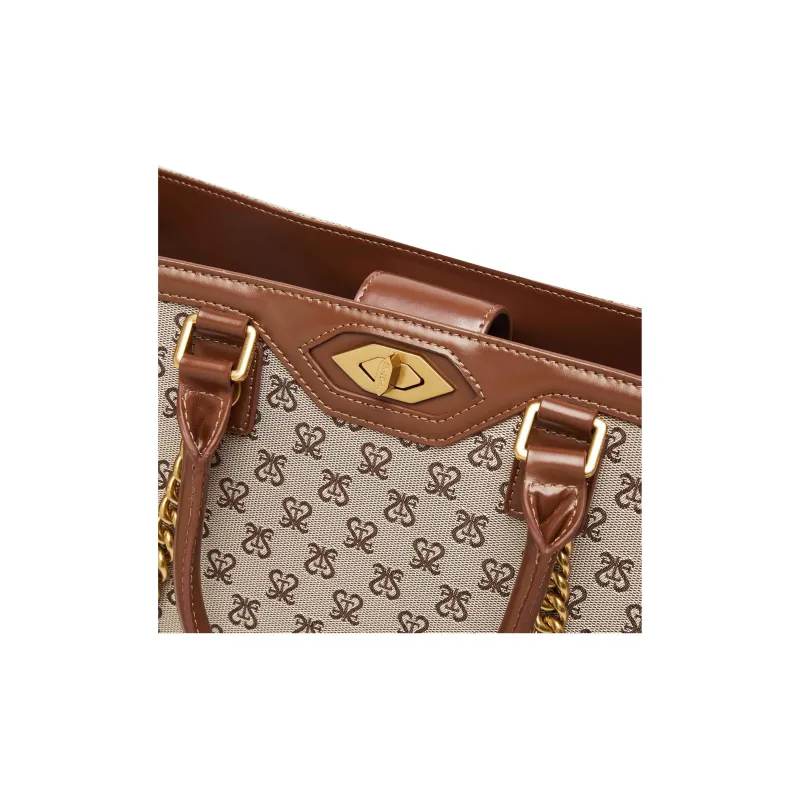 Staccato Fabric Tote Bag, Shopping Bag, Shoulder Bag, Handbag Tubas Women's Vintage Coffee-4