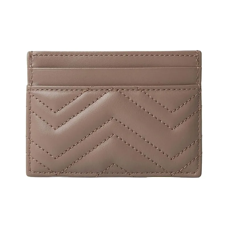 GUCCI Quilting Leather Card Clip Card Holder Women's Nude Pink-2