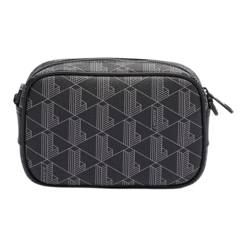 LACOSTE PVC Reporter Bag Shoulder Bag Crossbody Bag Small Size Men's Black-2