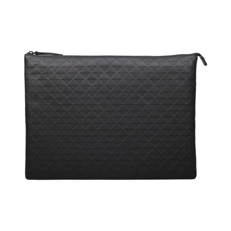 EMPORIO ARMANI Cowhide Clutch Men's Black-3