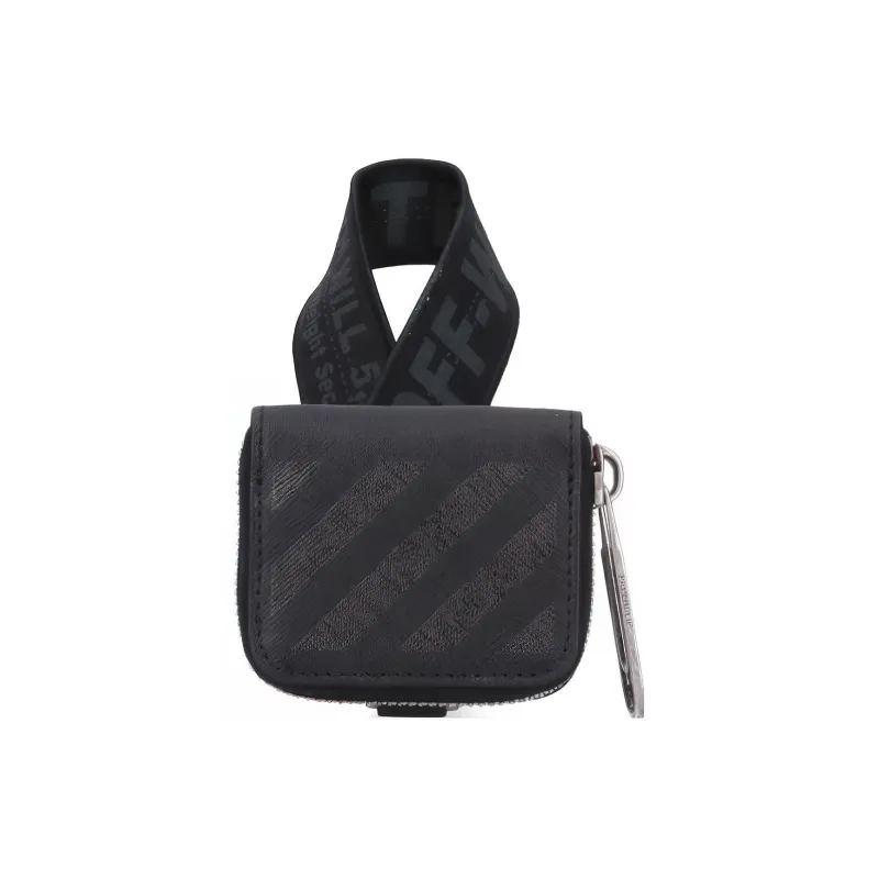 OFF-WHITE Calfskin AirPods Pro Case Shoulder Bag Unisex Black-1