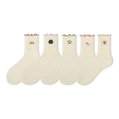 COTTON CHEESE Mid Calf Socks Women's 5 Pack