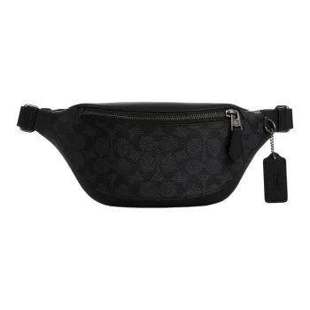 COACH Warren Coated Canvas With Leather Sling Bag, Crossbody Bag, Fanny Pack Mini Men's Charcoal & Black