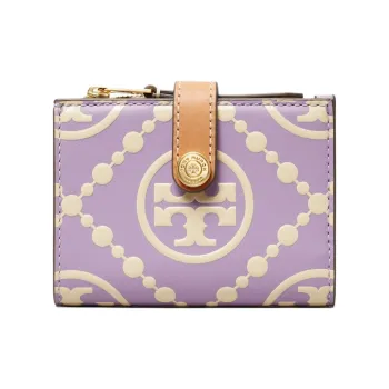 TORY BURCH T Monogram Leather Wallet Women's Lilac