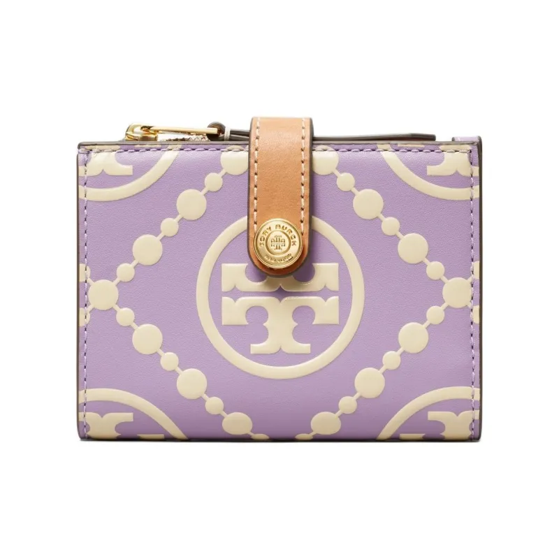 TORY BURCH T Monogram Leather Wallet Women's Lilac-0